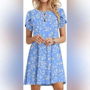 Women's Casual Short Sleeve Floral Summer Dress with Pockets